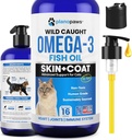 Omega 3 Fiskeolje for katter - Bedre enn lakseolje for katter - Kitten + Kattvitaminer og kosttilskudd - Cat Helseforsyninger - Cat Dandruff behandling - flytende fiskolje for kjæledyr - Cat Shedding Produkter
