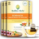 Premium Echinacea Te med sink (pakke med 4, 88 teposer) - Dekaffeinert sunn te for immunhelse - økologiske herbal teposer m/naturlige ingredienser - Ideell te gaver for teelskere