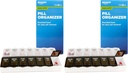 Basic Care (7-dager) AM/PM Pill Organizer, Vitamin Case, og medisin boks, store sammenlikninger, 2 ganger om dagen, svart og klart Lids (Pack of 2)