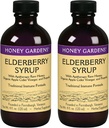 Honninghager Elderbær Syrup med Grade A Raw Honning, Propolis, Organic ACV & Elderberries | Tradisjonell Immune Formula w/Echinacea | Laget i USA (4oz, 2pk)