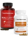 Ekte Mushrooms RealClarity (60ct) og Cordyceps (120ct) Kapsler Bundle - Mushroom Supplement for mental klarhet, fokus, energi og vitalitet - Vegansk, ikke-GMO, verifisert nivå av Beta-Glucans