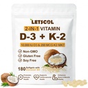 2-i-1 vitamin D3 K2 Supplement Softgel, vitamin D3 10000 IU og vitamin K2 200 mcg, K2 MK7 med D3 vitamin Supplement støtte immun, hjerte, ledd, tenner og bein helse