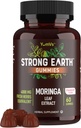 Sterk jord - Moringa Gummies 400mg - Super Food Greens Supplement for energiøkning - Naturlig multivitamin Moringa Oleifera Leaf Ekstrakt Gummy, 60 Ct - Tastier enn piller eller kapsler