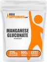 BulkSupplements.com Manganese Gluconate pulver - Manganese Supplement, Essential Trace Mineral - høy absorpsjon og glutenfri, 225mg per servering, 500g (1,1 lbs) (Pack of 1)