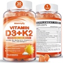 Vitamin D3 K2 Gummies for voksne - vitamin D3 5000IU + K2 (MK-7) 120mcg - sukkerfri D3 og K2 Kosttilskudd med Omega-3, Metyl B12, B9, B6, vitaminer E & Zink - for kalsiumabsorpsjon og immun helse
