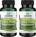 Swanson Full Spectrum Lions Mane Mushroom - Brain Health Supplement til støtte minne, fokus og klarhet * - kan også hjelpe immune, hjerte og digestiv helse - Glutenfri og ikke-GMO - 60 kapsler (2 pakke)