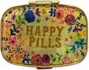 Happy Pills Pill Organizer Søt Metal Pill Veske Reisevennlig Portable Compact Pill Box Pill Container til å holde Tylenol/Vitaminer/Fish Oil/Supplements/Meds/Tablet for Purse/Pocket