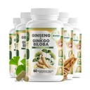 GreeNatr Ginko Biloba & Panax Ginseng Supplement - Rød Ginseng for minne og fokus - Ginkgo Biloba for god visjon, immunsystem og forbedret blodflyt (360 tabletter: 6 flasker)