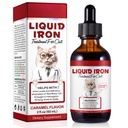 Flytende jern for katter, flytende jerndråper for katter støtter anemi, lave enery nivåer og lathargy katter - forbedre energinivå og vitalitet, kjæledyr forsyninger Cat vitamin Supplement, Caramel Flavor - 2 floz