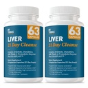 Dr. Tobias Liver 21 Day Cleanse, Herbal Liver Detox Cleanse med Solarplast, Artichoke Extract, Melk Thistle, Dandelion Extract & Digestive Enzymer, 63 Grønnsaker Kapsler, 3 Daily, Pakke med 2