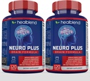Neuro Plus Brain & Focus Formula - Nootropic Brain Booster Supplement, støtter hjernens helse, mental klarhet og fokus - forbedrer konsentrasjon og mental energi - 120 kapsler (2)