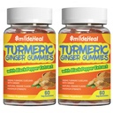 Turmerisk curcumin Gummies 500mg, med gurkemeie rotekstrakt, gingerrot, svart pepperekstrakt, antioksidant støtte, orange flavor gummies, 60 count (Pack of 2)