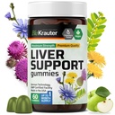 BIO KRAUTER Liver Supplement Gummies - 60 Vegan Chews m/Milk Thistle, Dandelion Root for Liver Cleanse & Detox - 80% Silymarin