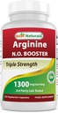 Beste Naturals L-Arginine NO Booster Triple Styrke 1300 mg servering 120 Veg Kapsler - laget med L-Arginine, AAKG, L-Citrulline, Beet pulver