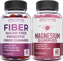Atlantis Næringssukker Gratis Prebiotiske Fiber Gummier for voksne 2-Pack (120 Gummies) + Magnesium Gummies - 770 MG Magnesium Citrat 60 Gummies
