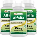 Beste Naturals Alfalfa Grønn Super Mat 500 mg 180 kapsler (180 greve (pakke på 3))