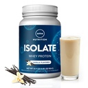 MRM Ernæring Isolat Whey Protein | Vanilla Flavored | 24g Protein | tilsatt BCAA + glutamin | med digestive enzymer | Hormon + antibiotiske gratis | 29 serveringer