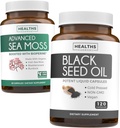 Svart frø og hav Moss (1-måneders forsyning) Nourishing Nature Bungle av svart frøolje 120 Softgel Capsules (Non-GMO & Vegan) Kaldpresset Nigella Sativa & Irish Sea Moss Capsules (Non-GMO & Organic)