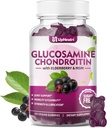 Glucosamine Chondroitin Gummies sukkerfri, ekstra styrke 1500mg glukosamin med Chondroitin MSM og gurkemeie, felles støtte supplement for menn og kvinner felles helse (60 telle (Pack of 1))
