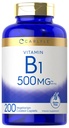 Carlyl Vitamin B1 500 mg (Thiamin) | 200 vegetariske kapler | Ikke-GMO og Glutenfri Supplement