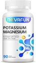 Kalium Magnesium Supplement med kalsium Sink 1185mg, høy potens formel for benkramper, bein og muskel helse, ikke-GMO, Glutenfri, Vegan, 90 kapsler