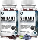 Himalaya Shilajit Gummies med 85+ Trace Minerals & Fulvic Acid for energi, immun, kognitiv støtte høy styrke ren naturlig Shilajit Supplement for menn og kvinner 60 Gummies (2 pakker)