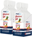 TRUEPlus Glucose Gel Pouch, Frukt Punch Flavor, 15g Hurtigvirkende karbohydrater, fettfri, Glutenfri, Rask støtte for lavt blodsukker sukker og energi, 12 Pack