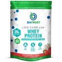 BioTroat Low Carb Lite, 20 Gras Grass-Fed Whey Protein Isolate, 100 kalorier, ProHydrolase Digestive Enzymer, Non-GMO, Fri fra Soya og Gluten, rBGH-Free (14 serveringer) (Strawberry and Cream)