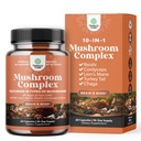 Avanserte Mushroom Complex Kapsler - 10X Lions Mane Supplement Kapsler med Reishi, Chaga, Maitake & Shiitake for Brain Helse Minne Support & Focus - Nootropic for Mental Clarity - 60 Caps
