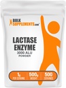 BulkSupplements.com Lactase Enzyme (3000 ALU) pulver - Lactase Enzyme Supplement, Digestiv støtte - Glutenfri, 1g per servering, 500g (1,1 lbs) (Pack of 1)