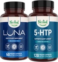 Anbragt Naturals Luna Melatonin-fri søvn Supplement (60 veganske kapsler) & 5-HTP 100 mg (120 veganske kapsler) for forbedret søvn, avslapning og humør