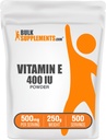 BulkSupplements.com Vitamin E 400 IU pulver - som D-Alpha Tokopherol, næringsstoffer - Glutenfri, 500 mg per servering, 250 g (8,8 oz) (Pack of 1)