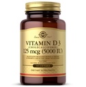 Solgar vitamin D3 (Cholecalciferol) 125 MCG (5000 IU), 100 Softgels - Hjelper å opprettholde sunne bein og tenner - Immunsystemstøtte - Ikke GMO, Glutenfri, Dairy Free - 100 Services