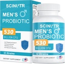 Probiotika for menn, 530 milliarder CFUs & 12 Strains, Probiotiske med gurkemeie tranebær & Goji, Gut helse for menn, støtter digestiv helse, mikrobiom, kolon, og immun helse, 30-dagers forsyning