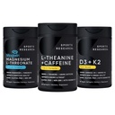 Idrettsforskning Magtein Magnesium L-Treonate Kapsler (2000mg, 90 Kapsler), Vegansk Vitamin D3 + K2 w/Organic Coconut Oil (5000iu VIT. D 100mcg Mk7 VIT. K, 60 Softgels) og L-Theanine (200mg, 60ct)
