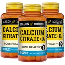 MASON NATURAL Kalsium Citrat Plus vitamin D3, 6 måneders forsyning, styrker muskelfunksjon og bein helse, 3 pakke