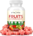 Superfrukter Gummier Supplement for Bloating & Gut Helse, 9 Superfrukter Supplement for voksne og barn, Collagen Booster - Immunitet og antioksidant støtte, ikke-GMO, Pektin-basert, Glutenfri, Ingen kapsler
