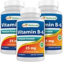 Beste Naturals Vitamin B6 25mg 250 tabletter (250 greve (Pack of 3))