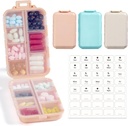 3 Pakke, 14 GRIDS Reise piller Organizer Box med etiketter - Reisemedisin Case Kit - Pocket Daily Pharmacy Container - Reisemedisinholder Dispenser for fiskeolje vitamin Supplerende lagring