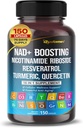 NAD + Boosting Trans-Resveratrol Turmeric Quercetin Rosemary Bilberry Sage Grønn Tea Oregano Nettle Melk Thistle Svart Pepper - 150 Kapsler- laget i USA