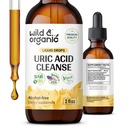 Wild & Organic Uric Acid Cleanse Dropper - Tart Cherry, Turmeric, Chanca Piedra Stone Breaker Complex for Nyre Renser - Uric Acid Support Supplement - Vegan, Sukker og alkoholfri Tinktur - 2 oz
