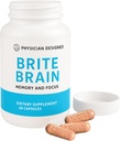 Lege Designet Brite Brain Supplement | Ultra CoQ10 med PQQ | for energi, fokus og hjernehelse | Micro Active | Anti-Aging enhver alder | 60 kapsler