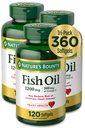 Naturens Bounty Fish Oil, 1200 mg, 360 mg Omega-3, 120 (3 pakke, 360 totalt) Softgels 120 Softgels