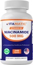 Vitamatic Niacinamid 500 mg 240 tabletter - Flush gratis vitamin B3 - støtter energiproduksjon