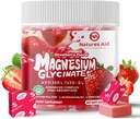 Magnesium Glycinate Mykt Chews, Jordbær Flavor. Chewable Sugar Gratis Kalium Magnesium Chews med magnesiumglycinat, vitamin D, B6 og CoQ10 for rolig støtte og søvn for voksne, 60 dagers forsyning