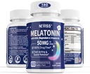 Melatonin 50 mg for voksne - Ekstra styrke 9-i-1 Fast Oppløselig Sublingual - w/Vitamin D3 & MSM, Relaxing Herbal Blend-Ashwagandha, Lemon Balm, Passionflower,Chamomile,Sugarfri, Vegan 180 Serveringer