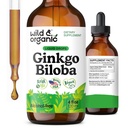 Wild & Organic Ginkgo Biloba Ekstrakt Drops - Brain & Focus Support - flytende Ginkgo Biloba Kosttilskudd - Vegan, Sukker & alkoholfri Herbal Tinktur - 4 fl oz