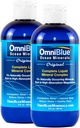 OmniBlue Ocean Minerals - 70+ Trace Minerals & Flytende Magnesium - Kalium, Kloride- Lav Natrium - Naturlig støtte for søvn, Digestion, Regelmessighet, Hydration & Electrolyte Balance (2-Pack 8oz)