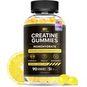 Effektiv Nutra Creatine Monohydrat Gummies - 1g Kreatin per Gummy - Vegan Muskel og styrke Supplement for menn og kvinner - støtter muskelvekst, energi, utholdenhet - Lemon Flavor, laget i USA (90ct)