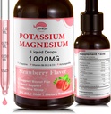 Kalium magnesiumcitrat Supplement, magnnesium flytende dråper med magnesiumglucinat 1000 mg med Ashwagandha,Zinc, støtte Clam & Support Immunsystem (Strawberry, 2 FL.OZ.)